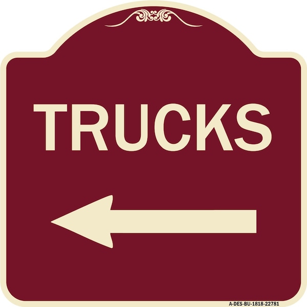 Signmission Trucks Trucks With Left Arrow Heavy-Gauge Aluminum Architectural Sign, 18" x 18", BU-1818-22781 A-DES-BU-1818-22781 - main